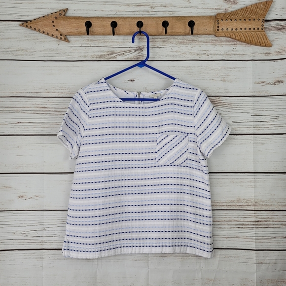 Talbots Tops - Talbots | Striped Pocket Top Zipper Back Short Sl